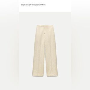 Cream textured high-waist pants